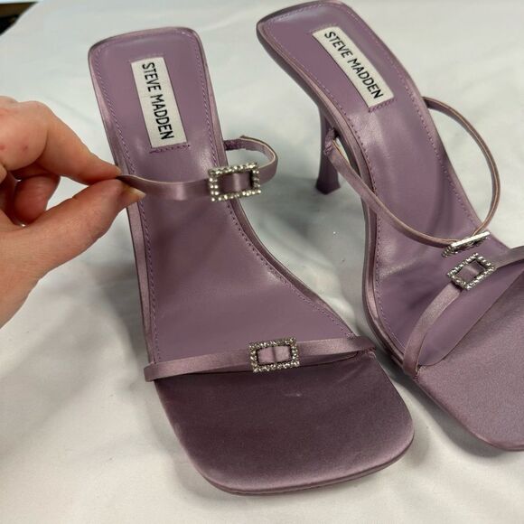 Steve Madden Purple sz 8.5 Aislinn Stiletto Heeled Sandal Formal Jeweled Sparkle - Picture 4 of 11
